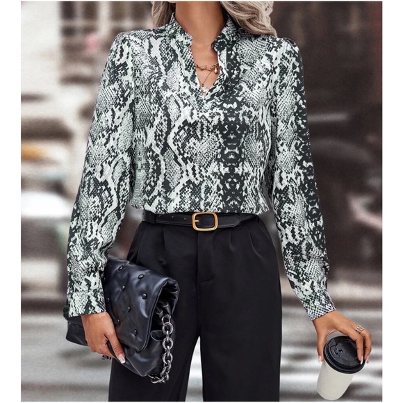 Tops - Luxe Snakeskin Print Work Office Blouse